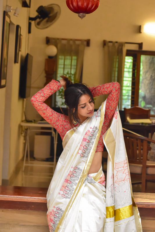 Pooram saree : Embroidered cotton Saree