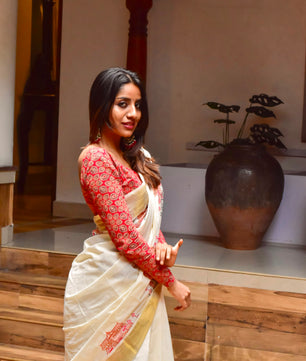 Pooram saree : Embroidered cotton Saree