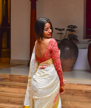 Pooram saree : Embroidered cotton Saree