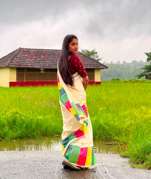 Madras check saree   : Pure cotton digital printed