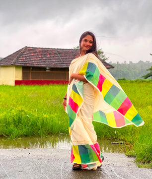 Madras check saree   : Pure cotton digital printed
