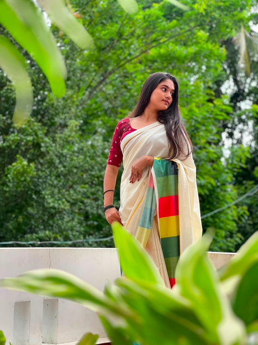 Madras check saree   : Pure cotton digital printed