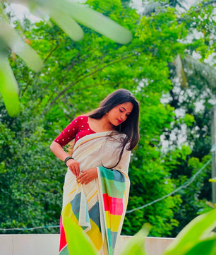 Madras check saree   : Pure cotton digital printed