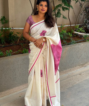 Pink Blossom – Pure Cotton Digital Printed Saree