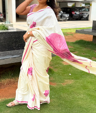 Pink Blossom – Pure Cotton Digital Printed Saree