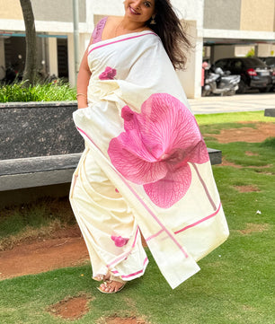 Pink Blossom – Pure Cotton Digital Printed Saree