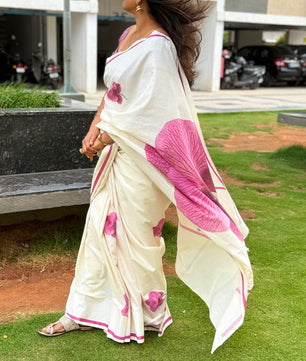 Pink Blossom – Pure Cotton Digital Printed Saree