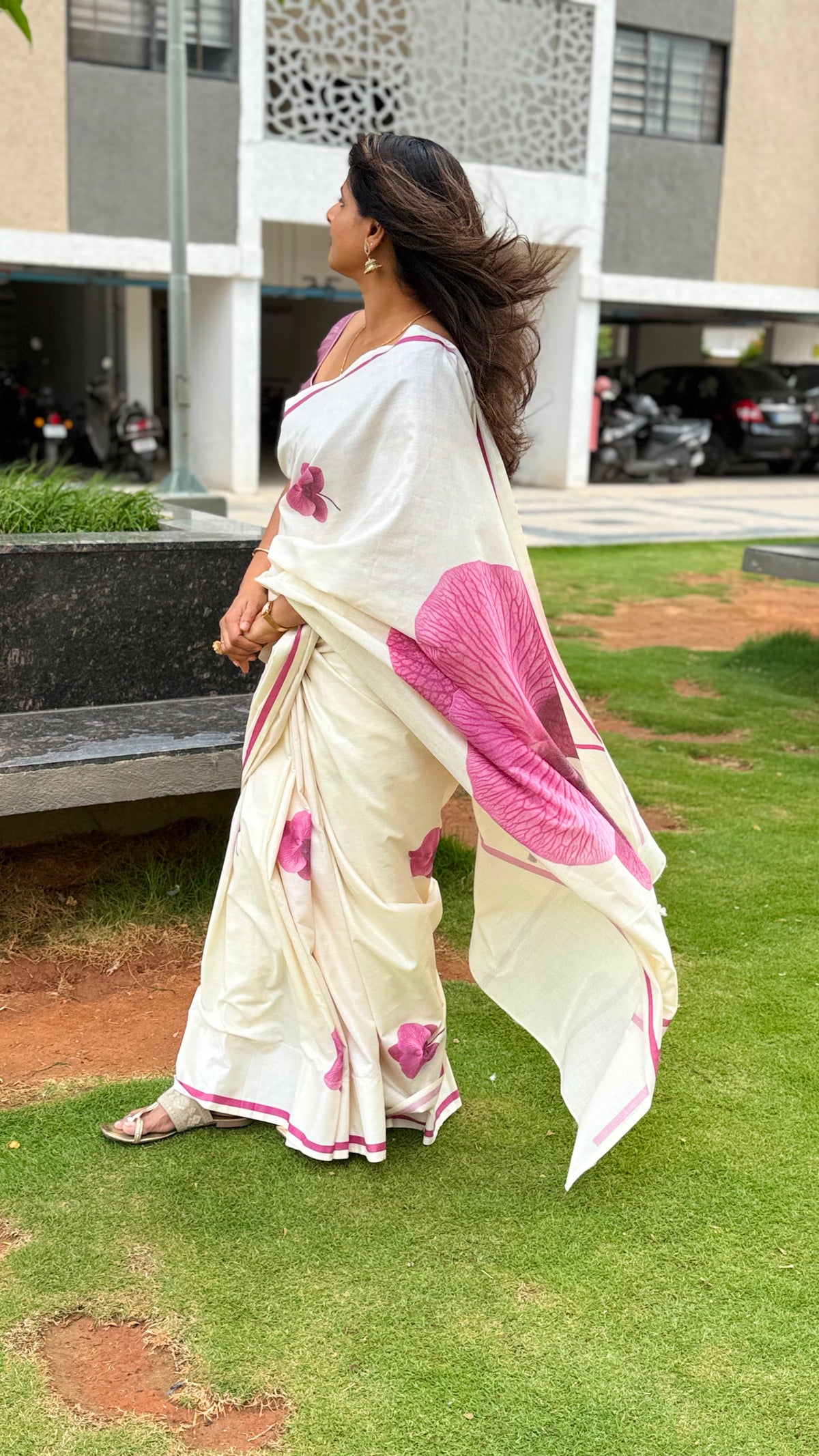 Pink Blossom – Pure Cotton Digital Printed Saree