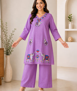 Elegant Lavender 2-Piece Kurti Set