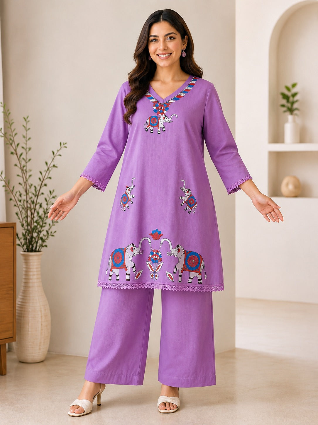 Elegant Lavender 2-Piece Kurti Set