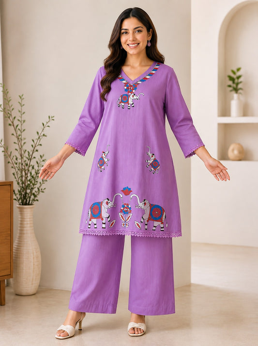 Elegant Lavender 2-Piece Kurti Set