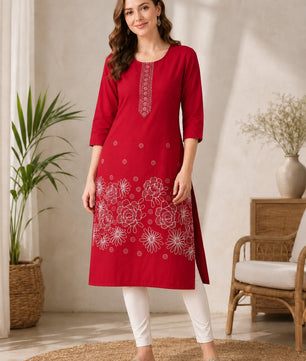 Bright Red Mulberi Kurti