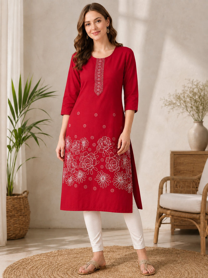 Bright Red Mulberi Kurti