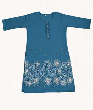 Teal Blue Mulberi Kurti