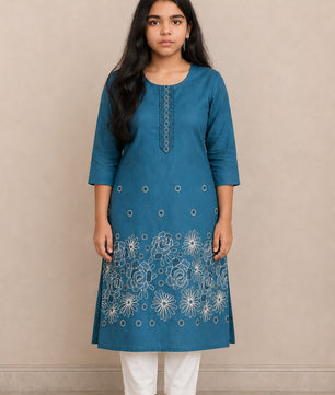 Teal Blue Mulberi Kurti