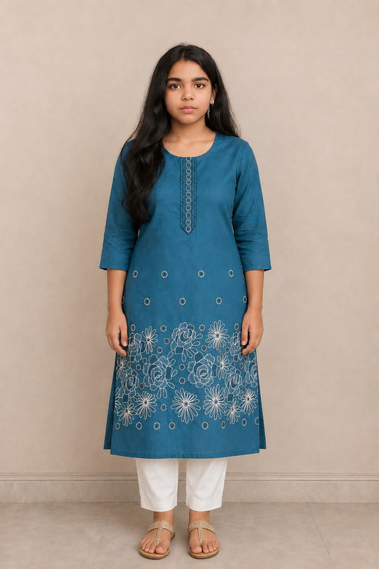 Teal Blue Mulberi Kurti