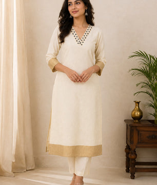 Green Thread Mirror Work Tissue Silk Kurti