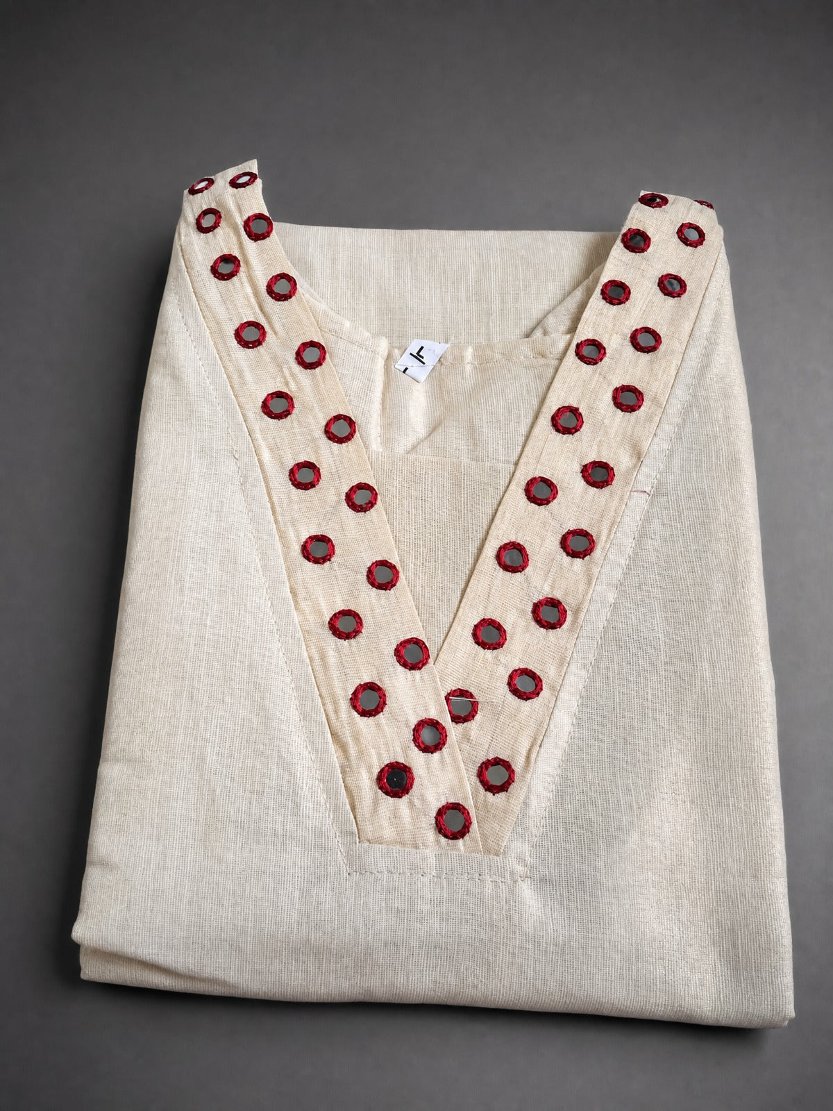 Red Thread Mirror Work Tissue Silk Kurti*