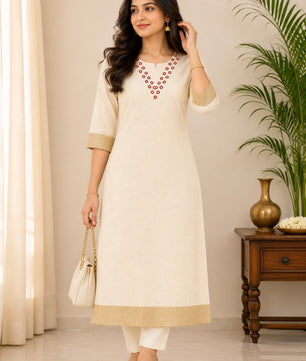 Red Thread Mirror Work Tissue Silk Kurti*