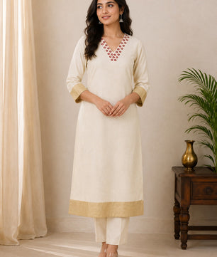 Red Thread Mirror Work Tissue Silk Kurti*
