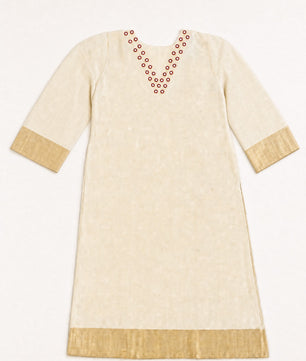 Red Thread Mirror Work Tissue Silk Kurti*