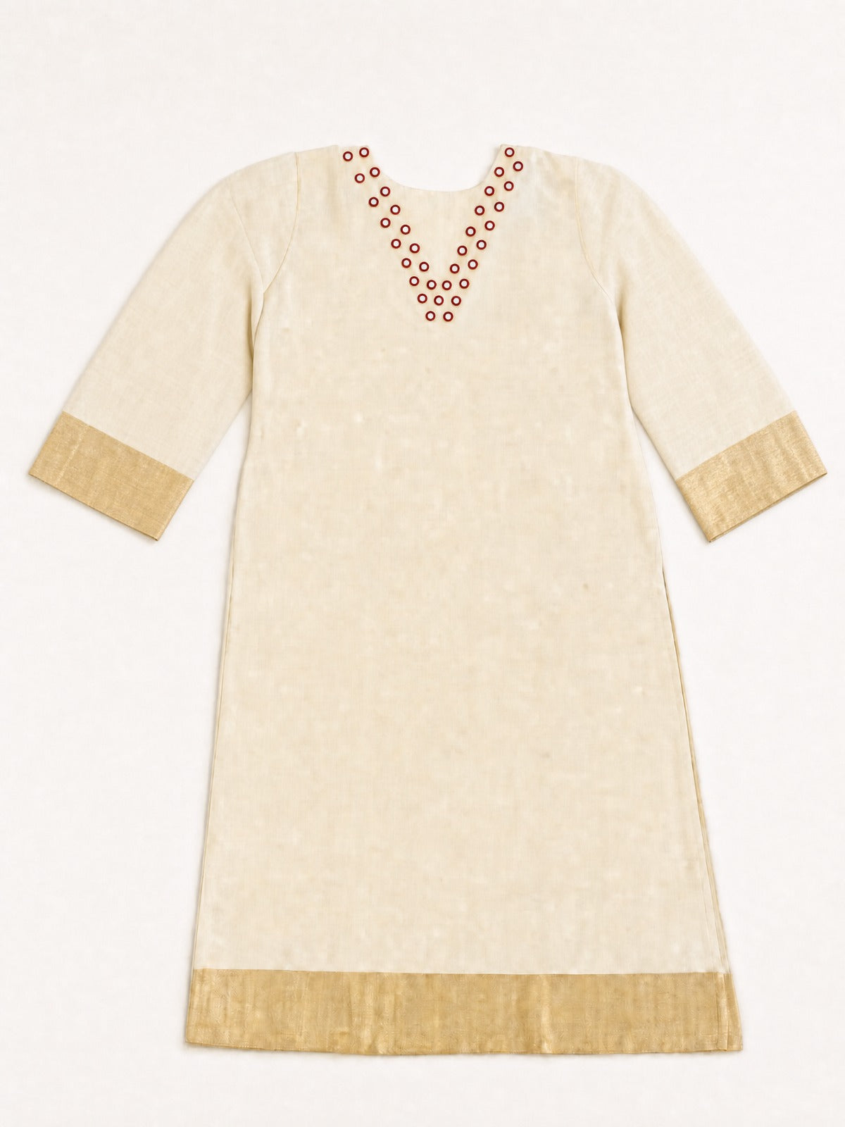 Red Thread Mirror Work Tissue Silk Kurti*