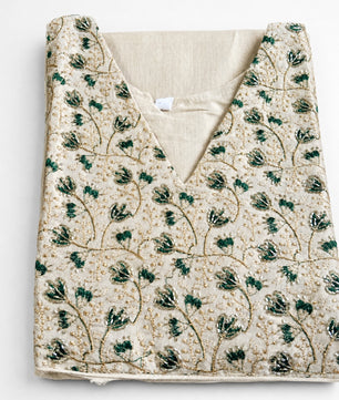 Golden Embroidery, Sugar Beads & Green Thread Soft Tissue Silk Kurti*