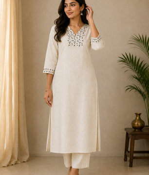 Golden Embroidery, Sugar Beads & Green Thread Soft Tissue Silk Kurti*