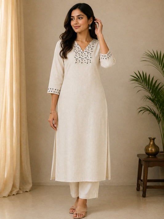 Golden Embroidery, Sugar Beads & Green Thread Soft Tissue Silk Kurti*