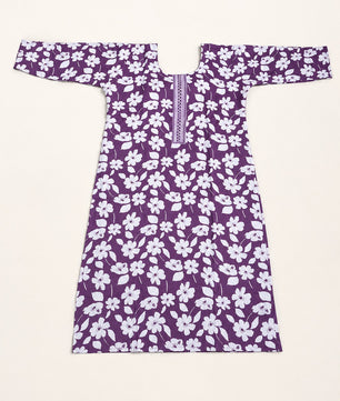Elegant Purple Cotton Three-Piece Set