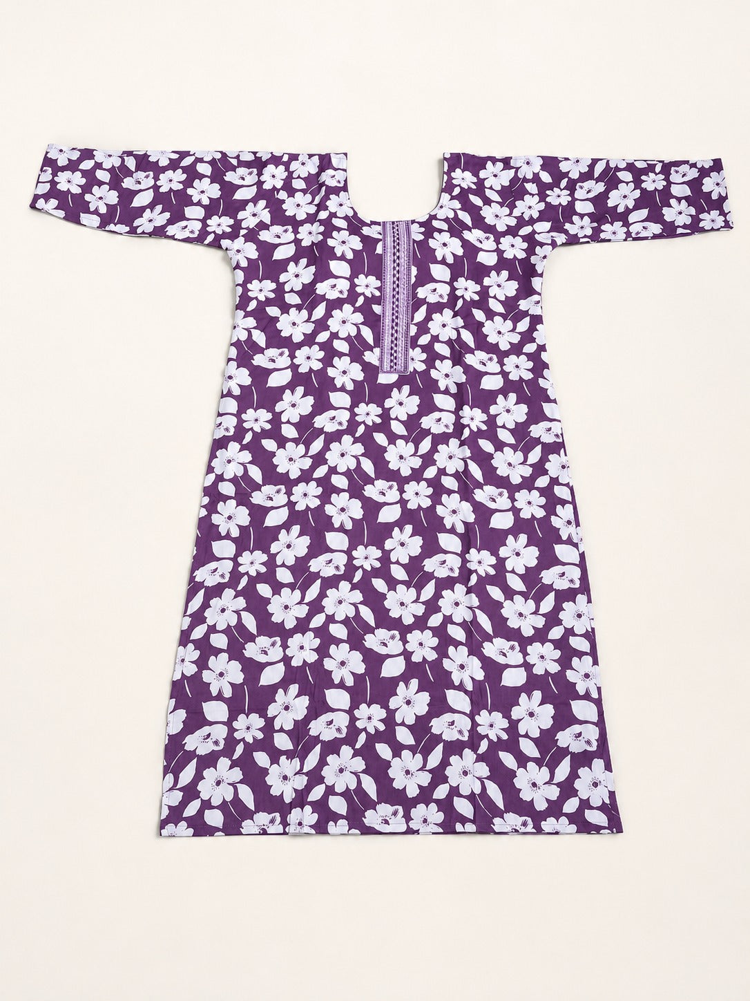 Elegant Purple Cotton Three-Piece Set