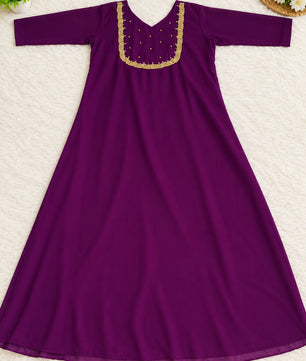 Elegant Deep Magenta Georgette A-Line Kurti