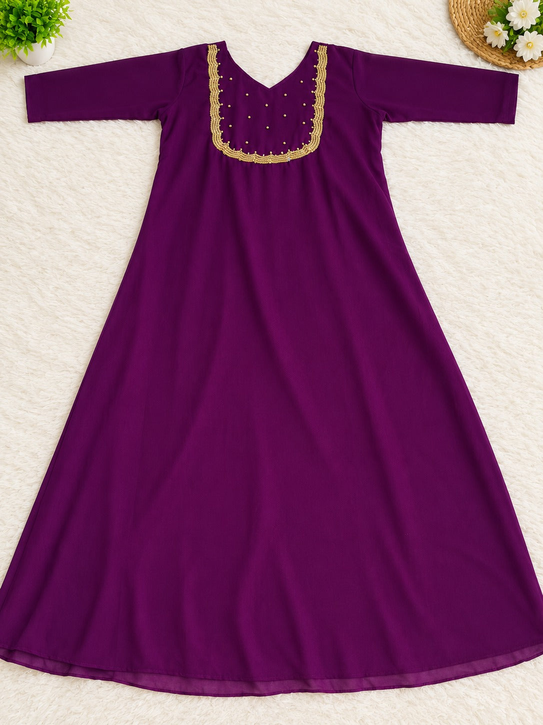 Elegant Deep Magenta Georgette A-Line Kurti