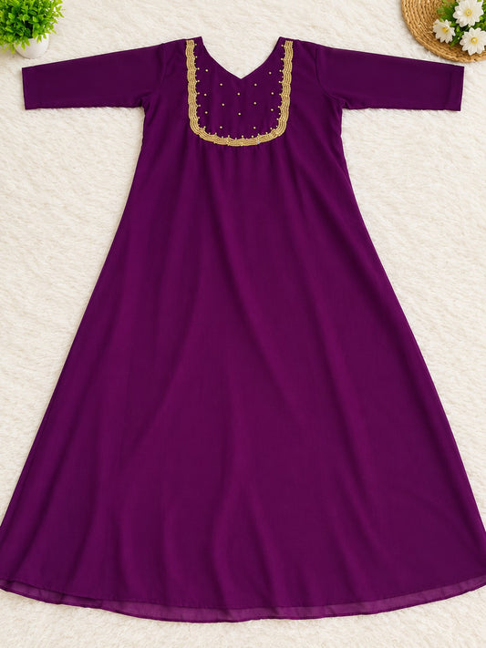 Elegant Deep Magenta Georgette A-Line Kurti