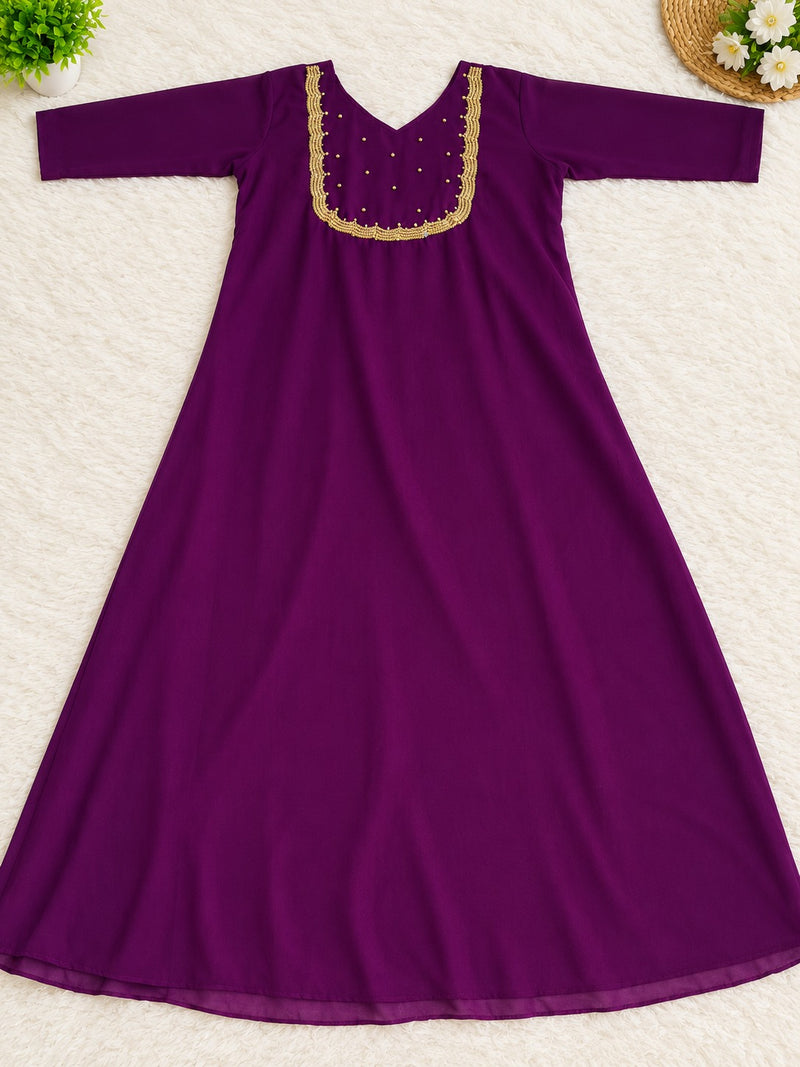 Elegant Deep Magenta Georgette A-Line Kurti