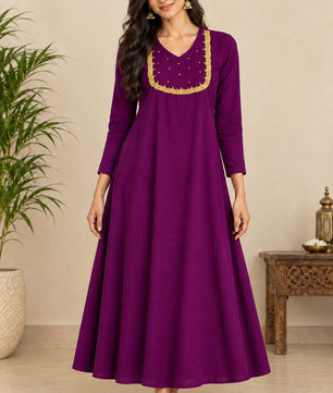 Elegant Deep Magenta Georgette A-Line Kurti