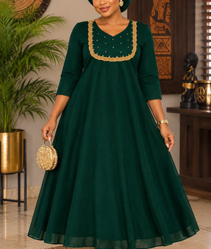 Elegant Bottle Green Georgette A-Line Kurti