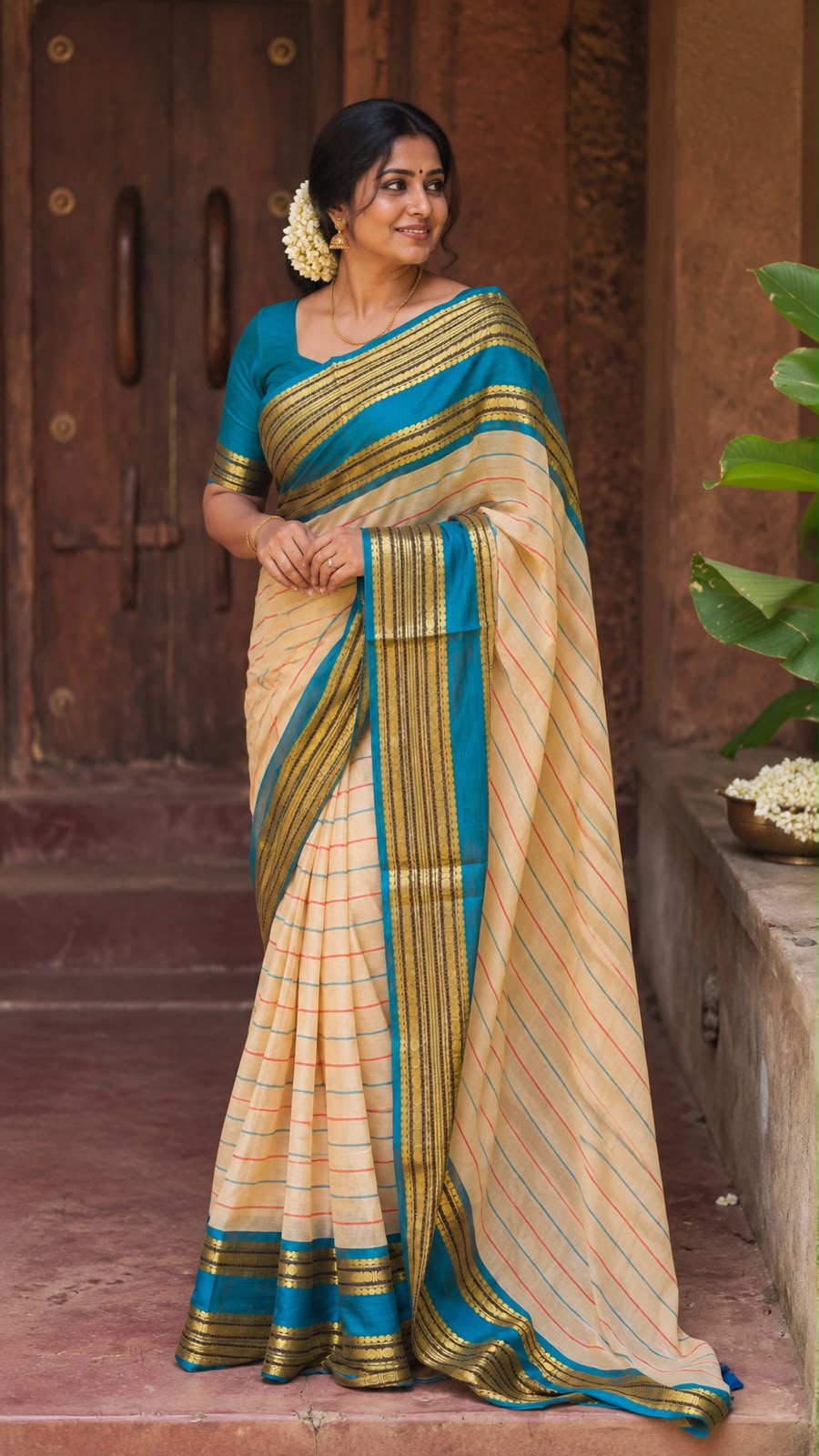Kanchi border Mul cotton Saree's