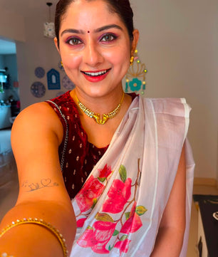 Rose Gold Bloomed Tissue Saree
