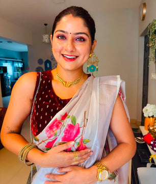 Rose Gold Bloomed Tissue Saree