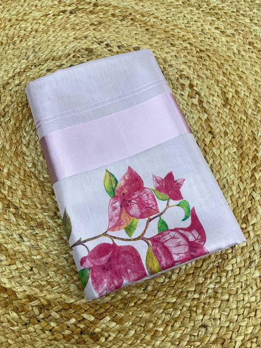 Rose Gold Bloomed Tissue Saree