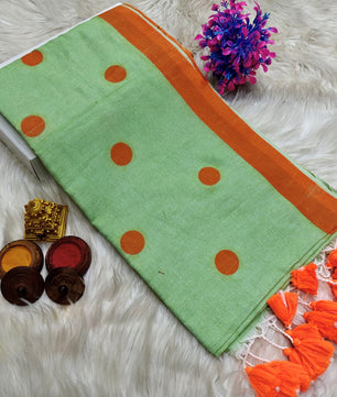 Lola Collections – Premium Ball Print Khadi Cotton Saree