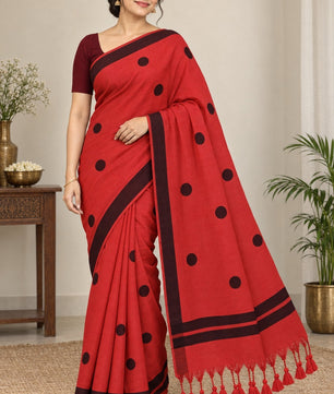 Lola Collections – Premium Ball Print Khadi Cotton Saree