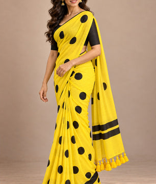 Lola Collections – Premium Ball Print Khadi Cotton Saree