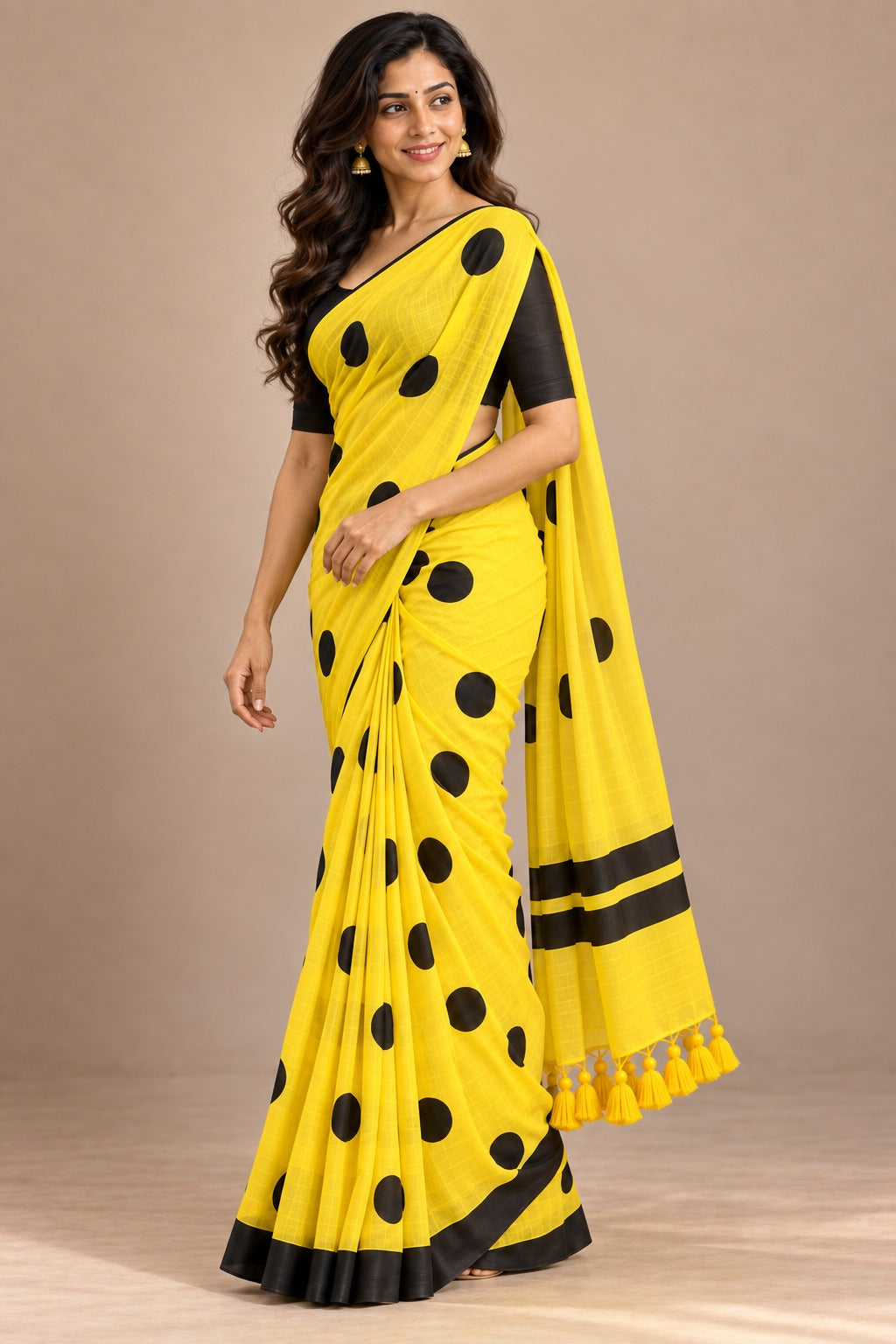 Lola Collections – Premium Ball Print Khadi Cotton Saree