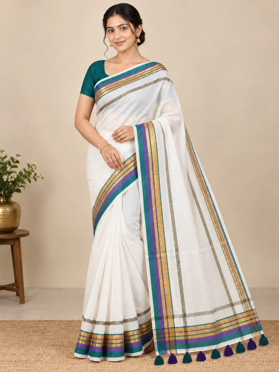 Lola Collections – Premium Pure Kaadhi Mulmul Cotton Saree*