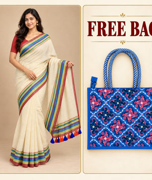 Lola Collections – Premium Pure Kaadhi Mulmul Cotton Saree*