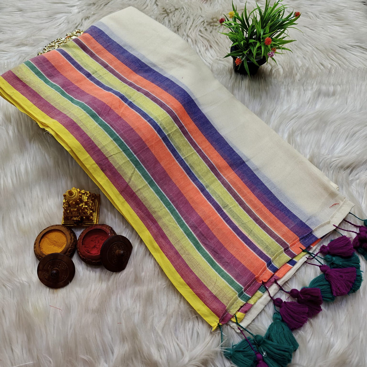 Lola Collections – Premium Pure Kaadhi Mulmul Cotton Saree*
