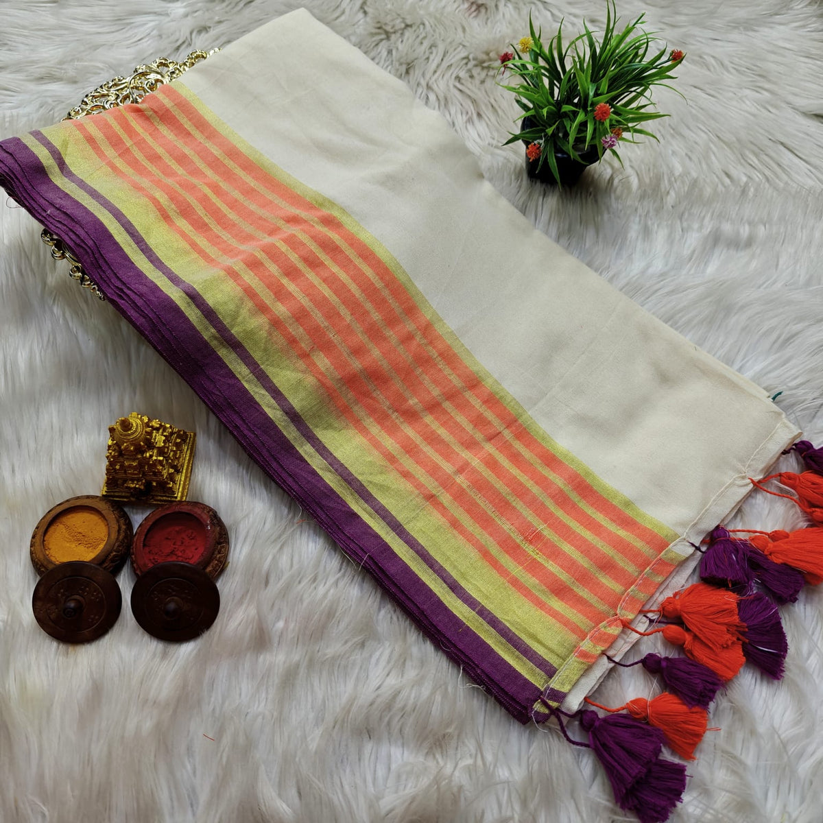 Lola Collections – Premium Pure Kaadhi Mulmul Cotton Saree*