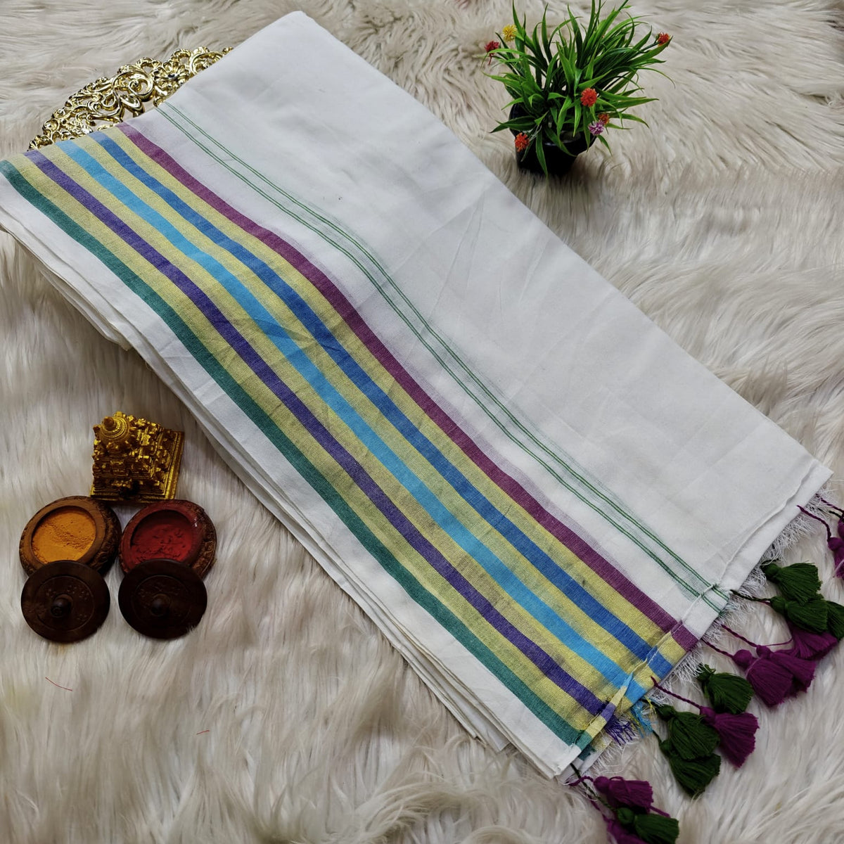 Lola Collections – Premium Pure Kaadhi Mulmul Cotton Saree*